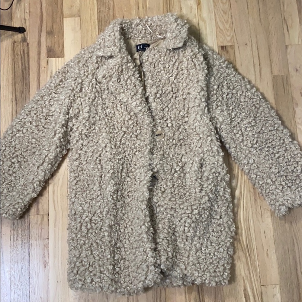 zara faux fur coat (cream)